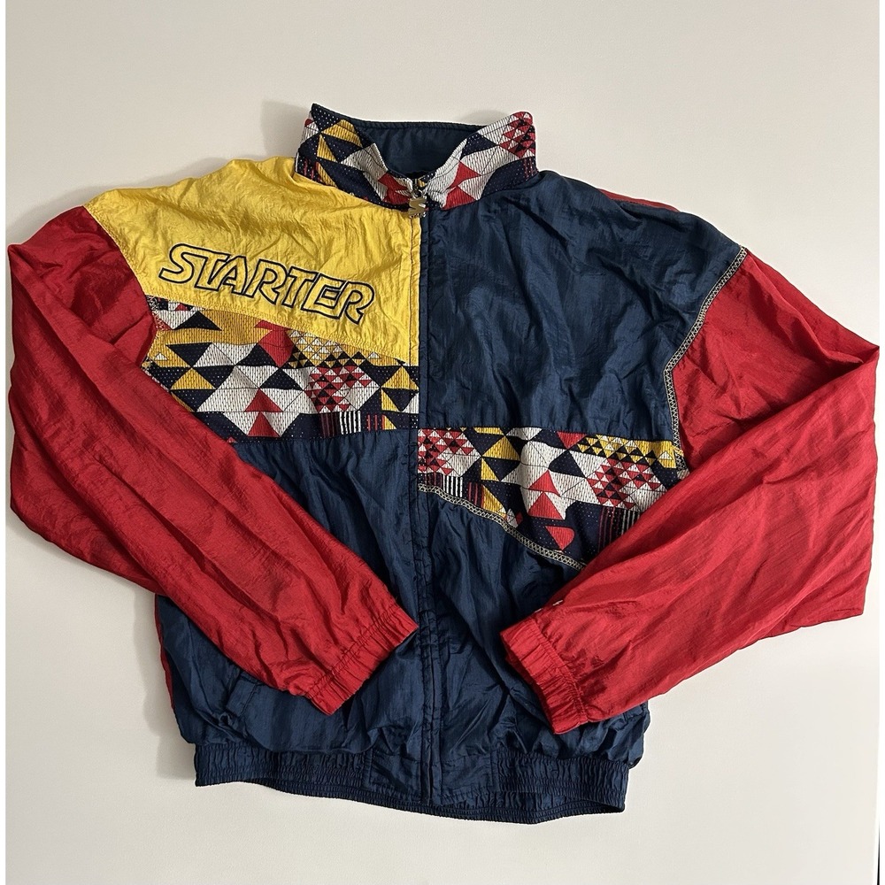 Vintage Starter Rugged Terrain Geometric Windbreaker Jacket Men's M Rare Colorbk